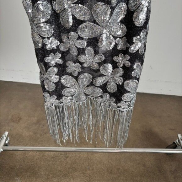 For Love And Lemons Black and Silver Floral Mini Dress - Picture 9 of 14